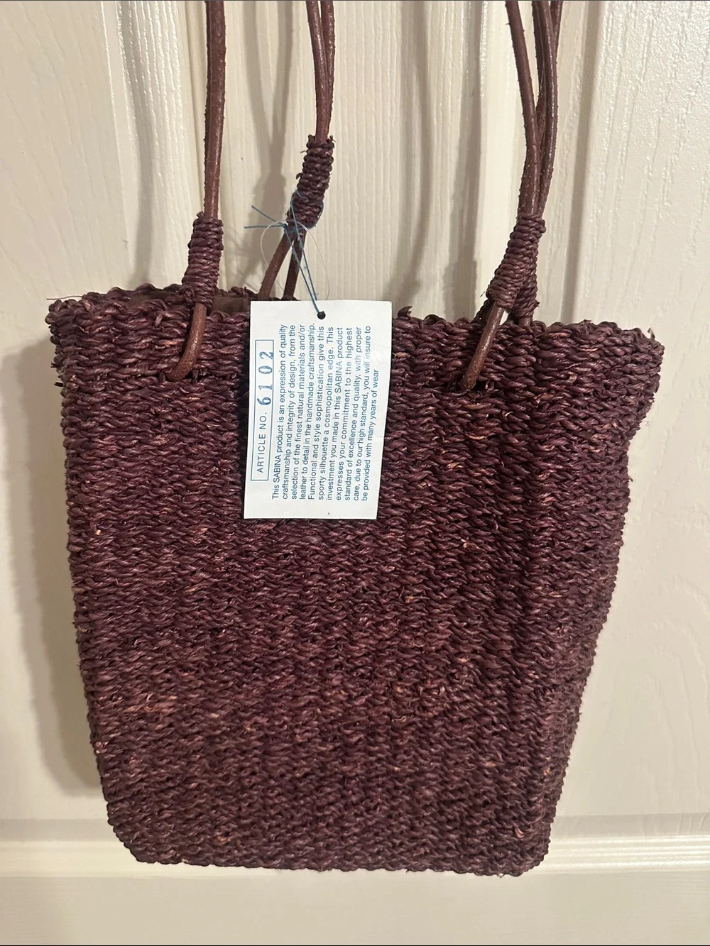 Sea Breeze by Sabina Woven Shoulder Tote Bag in Deep Brown Handmade Material